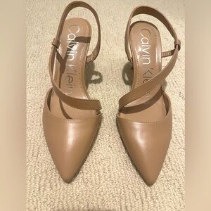 Calvin Klein taupe colored kitten heel